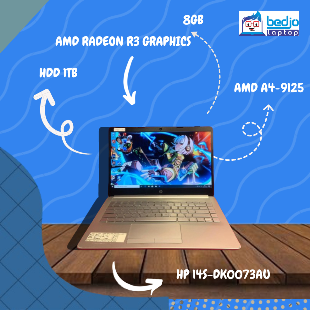 TERKEREN, Beli laptop bekas, Laptop HP, Laptop HP Murah, HP 14S-DK0073AU, AMD A4-9125