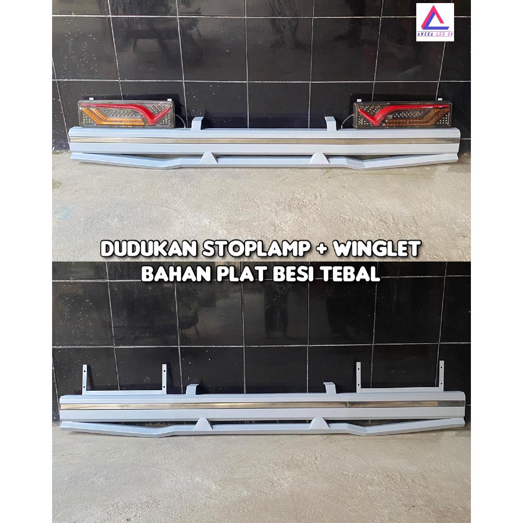 Dudukan Stoplamp Belakang Plus Winglet Bahan Plat Besi Tebal Truk Ban Double Universal Volvo Pangkon