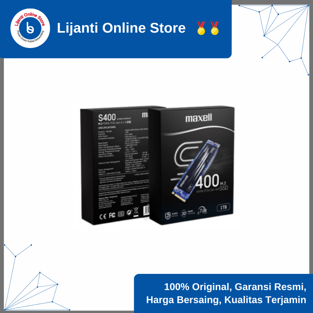 Maxell SSD NVME 1TB Pcle Gen 3X4 Barang Original Garansi Resmi 5 Thn