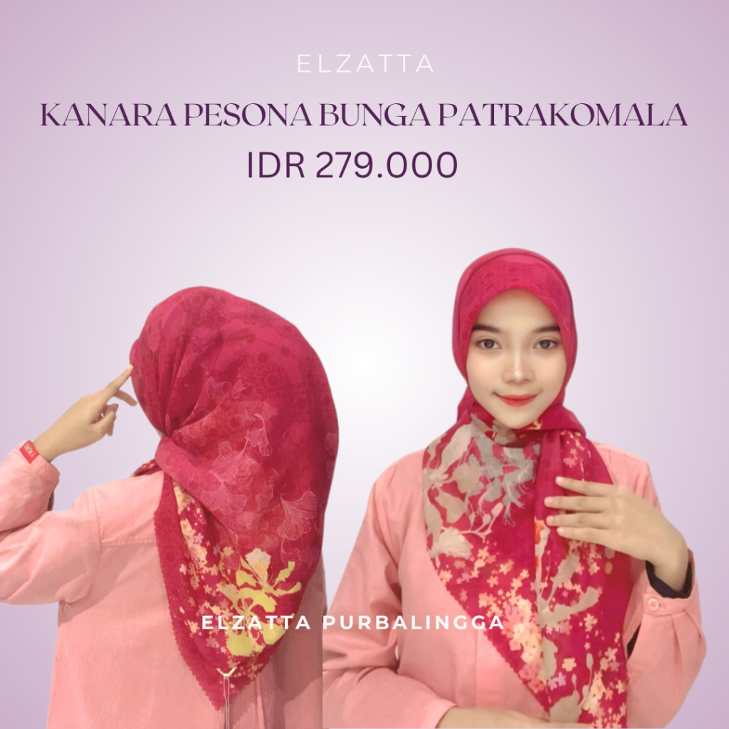 ELZATTA SCARF NUSANTARA Kanara Pesona Bunga Patrakomala Hijab Segiempat Motif Premium ELZATTA