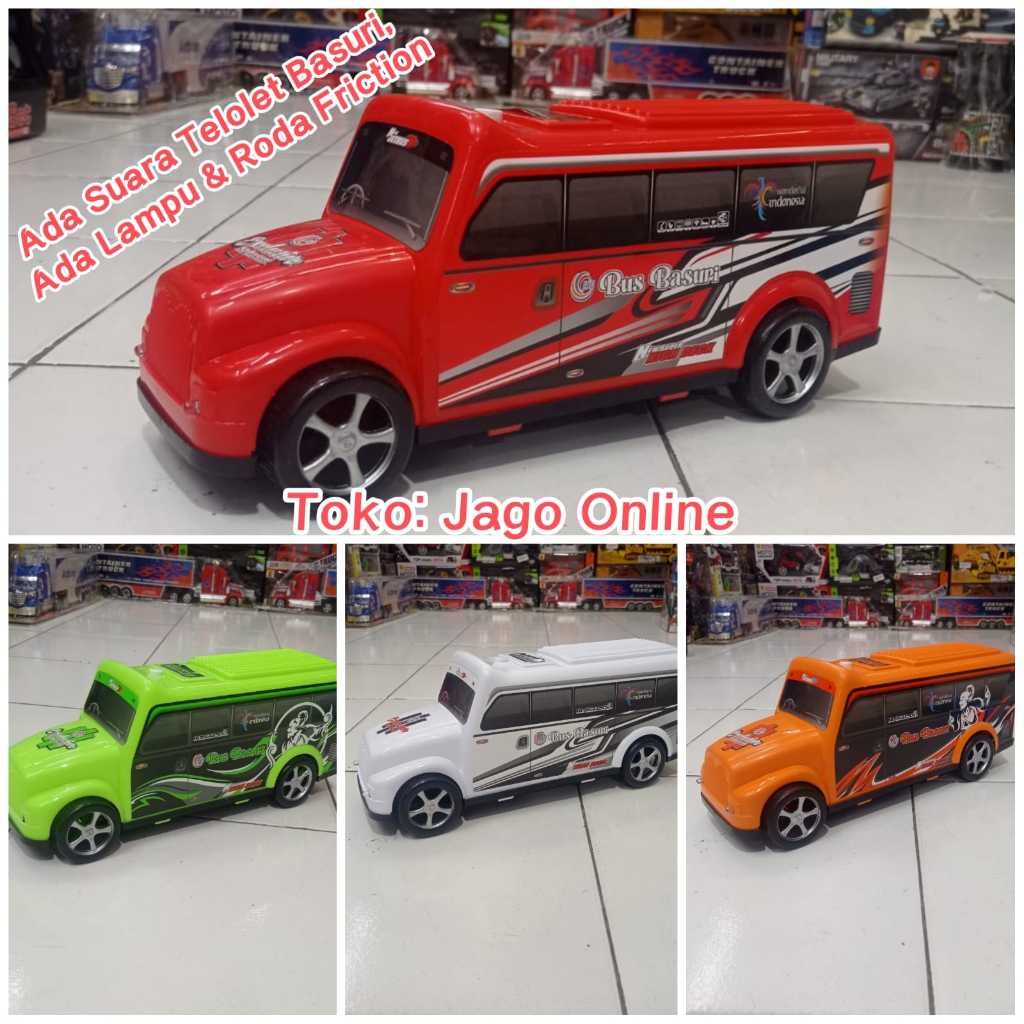 Mainan Anak Mobil Mobilan Bis Bus Telolet Basuri lampu nyala dan suara basuri telolet