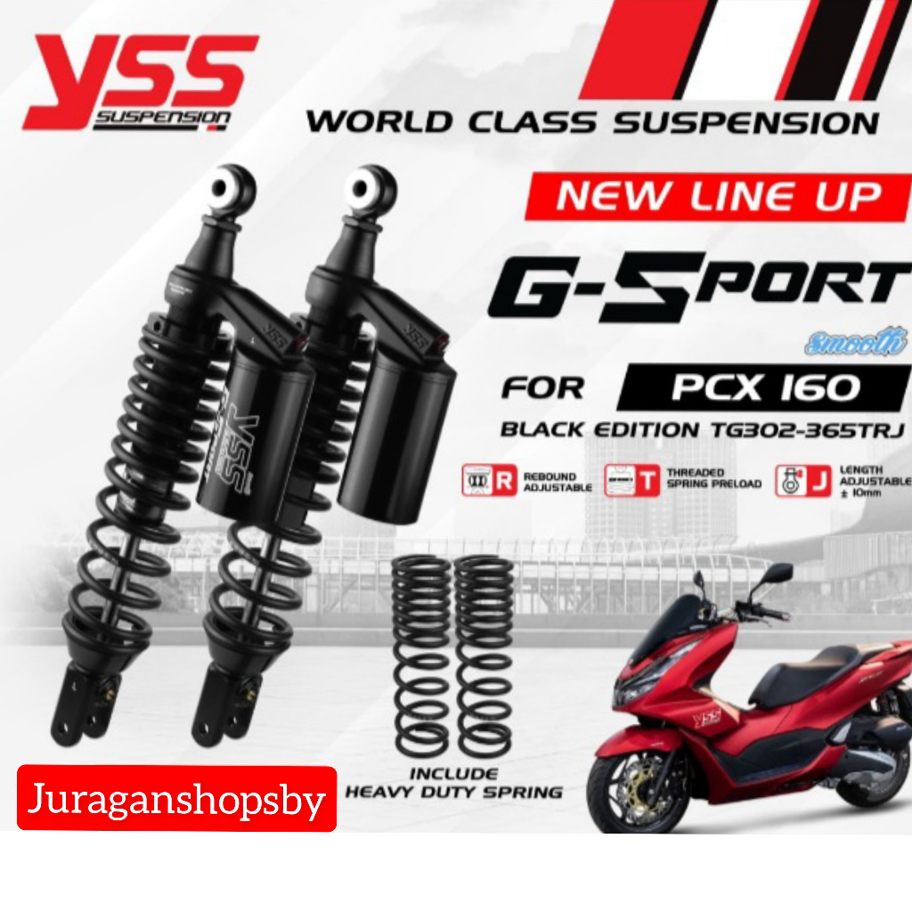 YSS G sport PCX 160 365mm Shock breaker PCX160 YSS Original Black edition