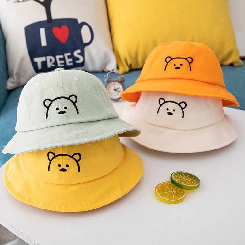 TOP 0445 - TOPI BUKET IMPORT ANAK 1-3 TAHUN BORDIR BEAR