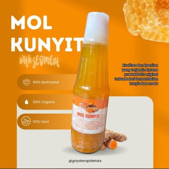 

350 Ml Mol Kunyit Minuman Alami Probiotik Dari Tanaman Kunyit Griya Terapi Detoks