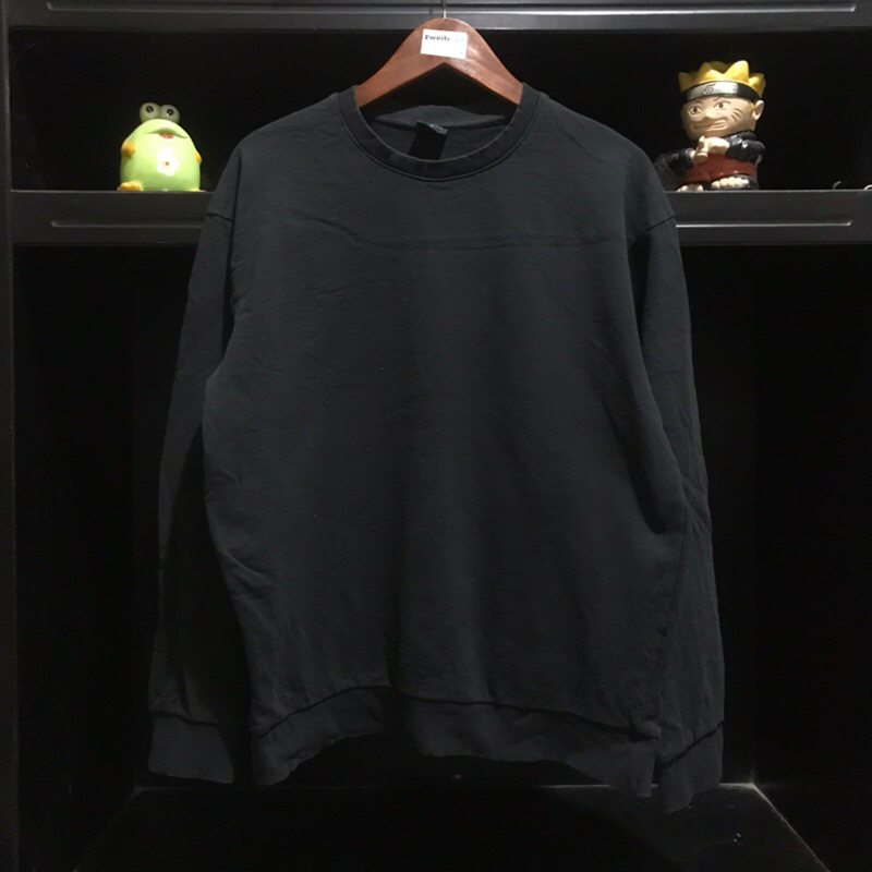 sweatshirt crewneck polham hitam polos 2nd