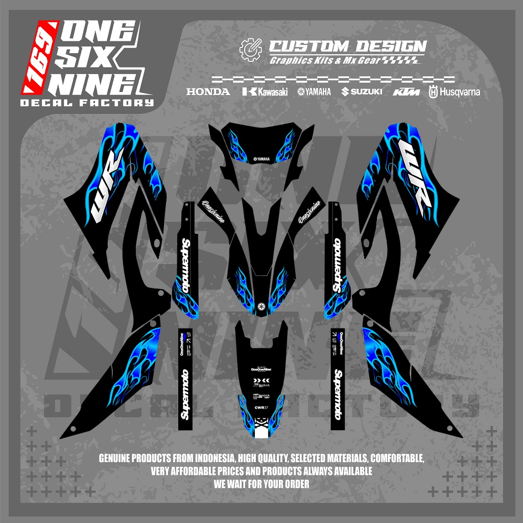 Decal Yamaha Wr 155 Motif Api Hitam Biru - Decal Custom Yamaha Wr 155 Full Body