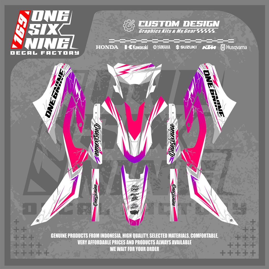 Decal Premium Wr 155 White Pink Supermoto - Decal Hologram Wr 155 Premium Design