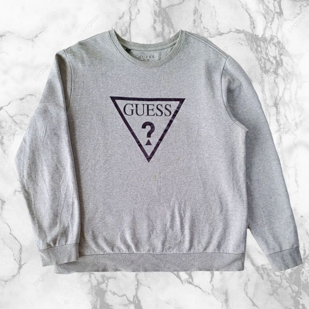 CREWNECK GUESS VELVED LOGO, SIZE XL (SECOND BRANDED) ABU-ABU, CN0173