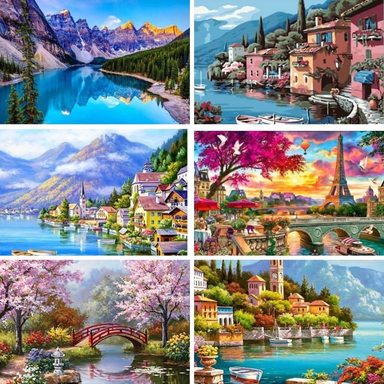 

KODE M1Z3 DIY Canvas Painting By Numbers Kit Lukisan Kanvas Cat 4 X 5CM