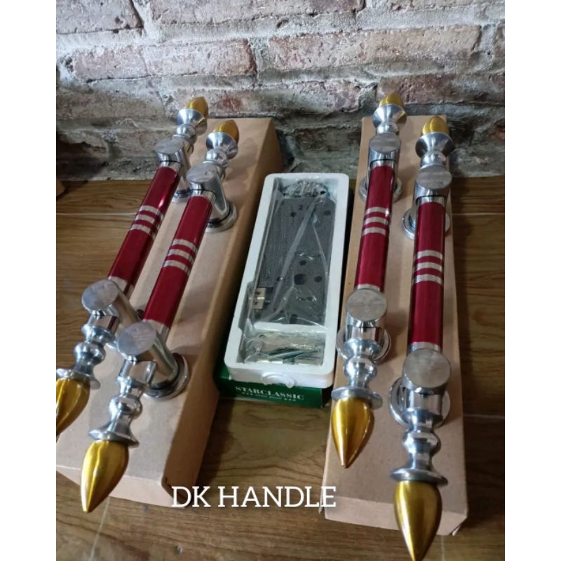 handle pintu rumah 1set pintu kupu tarung motif sawo