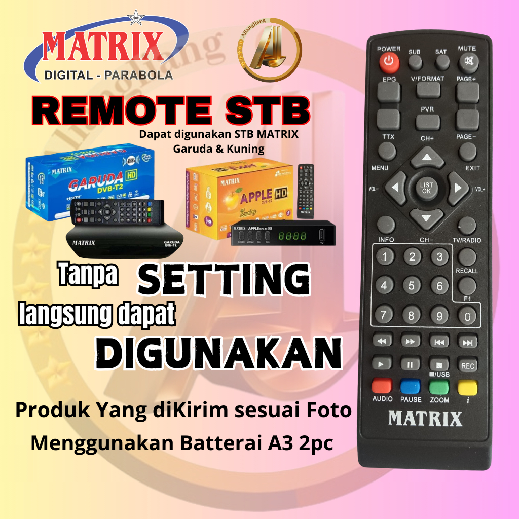 Remote Remot Set Top Box MATRIX APPLE KUNING / MATRIX GARUDA DVB T2