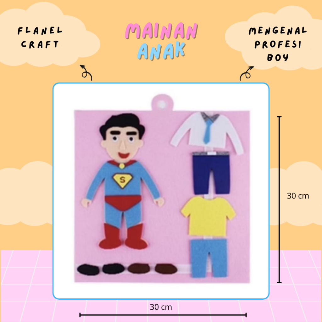 Mainan edukasi anak/mainan tempel profesi/mainan anak superman