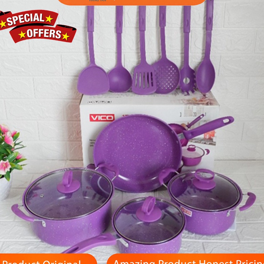 Hemat Panci Set 13 Tutup Kaca Serbaguna Panci Set Lengkap Stainless Steel