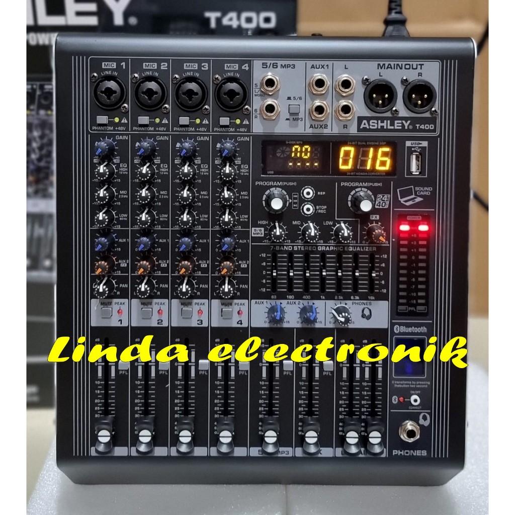 power mixer ashley t400 ashley t 400 6 channel 4 MONO 2 STEREO original garansi resmi