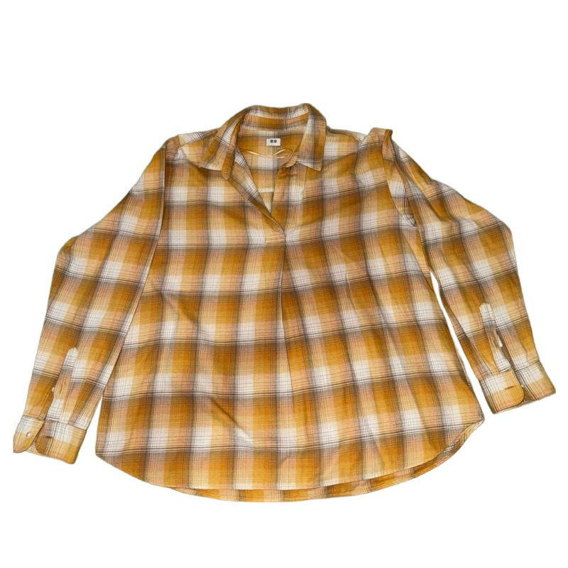 (PRELOVED) Uniqlo Yellow Flannel Shirt For Women