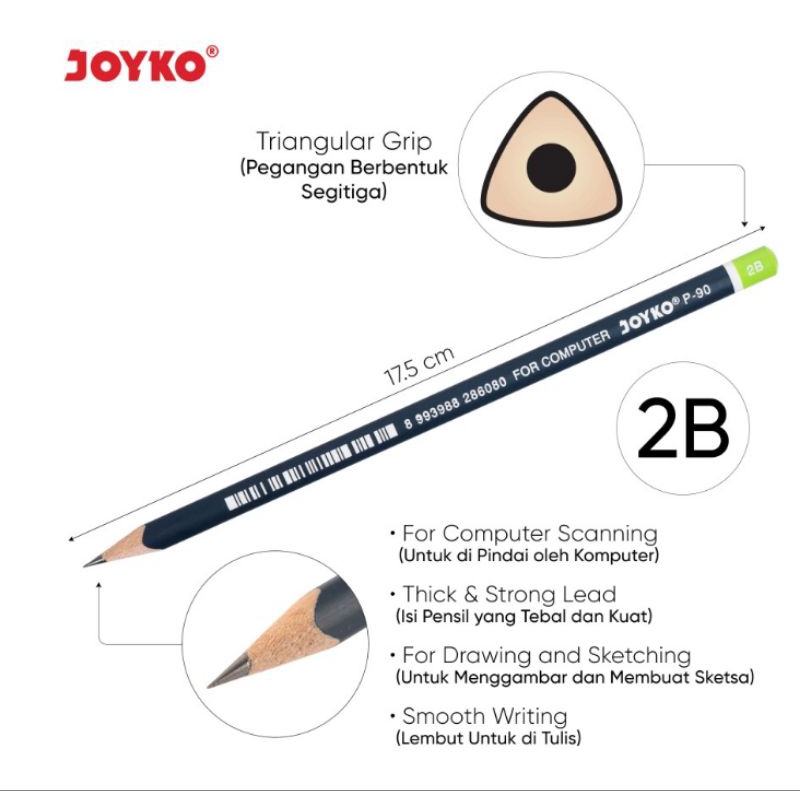 

Pencil Pensil Joyko P-90 2B harga satuan per 1pcs