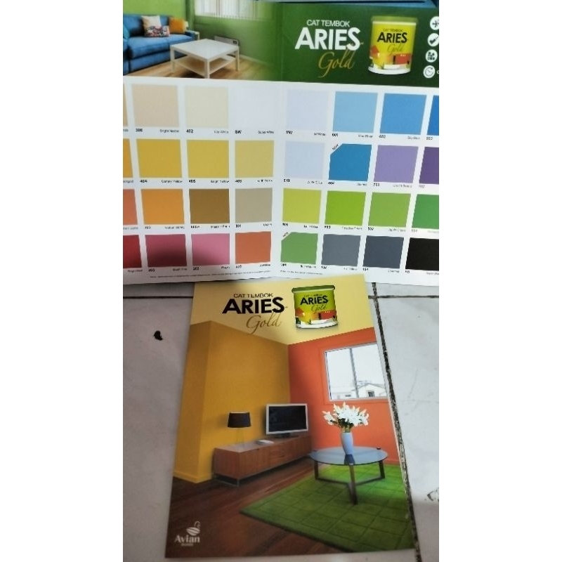 katalog cat tembok aries gold,kartu warna cat aries gold