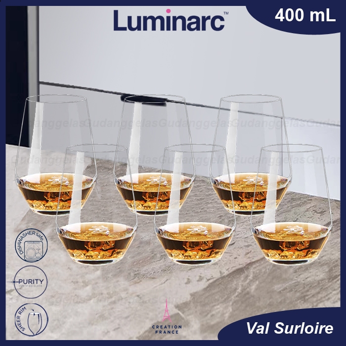 1 SET 6 PCS Luminarc Gelas Whisky/Luminarc Gelas Kaca Cocktail/Luminarc Surloire 400ml/Luminarc Cock