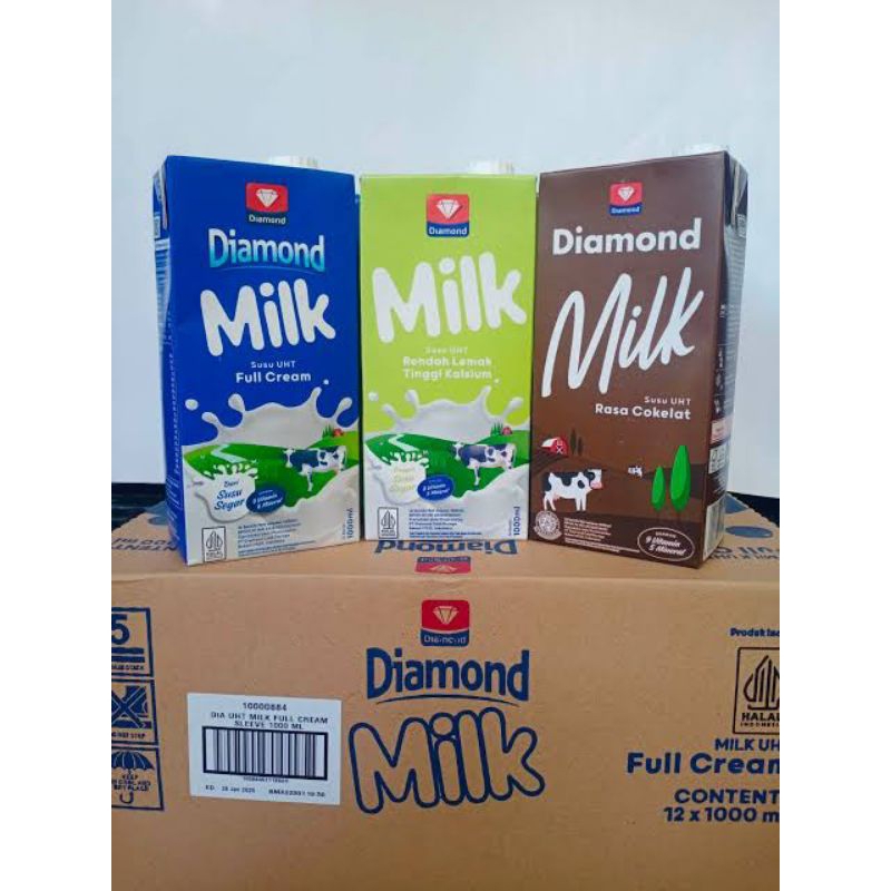 

susu uht diamond 1000ml isi 12/karton