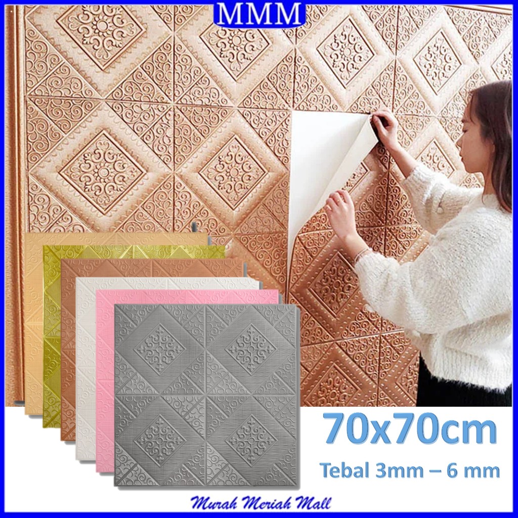 MMM Wallpaper 3D Foam Motif Batik Sultan 70 x 70Cm Tebal 6mm Sticker Wallborder Dinding 3D Motif Kot