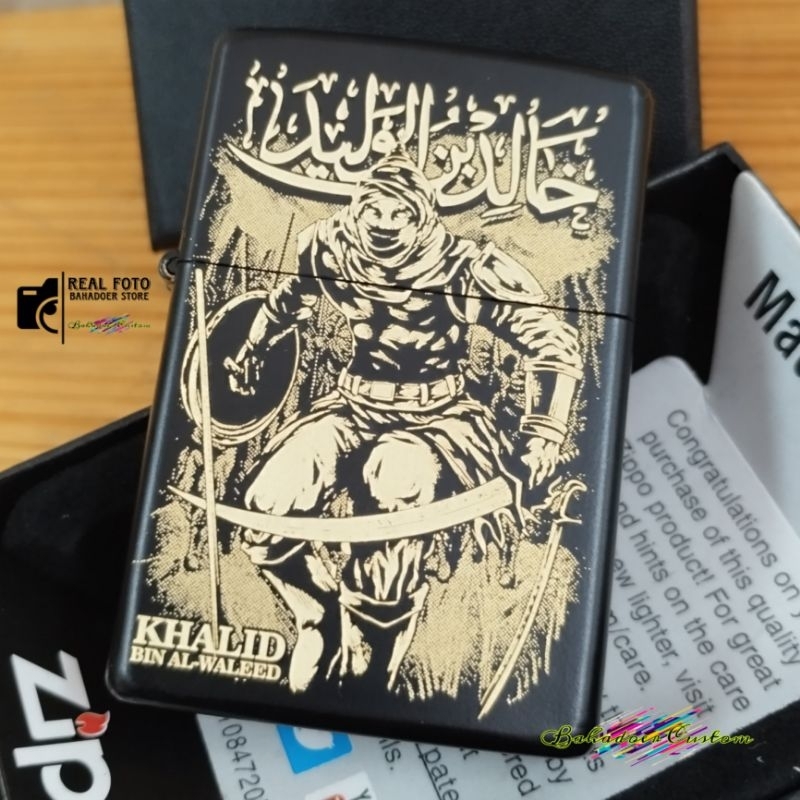 HADIAH SOUVERNIR KOREK API ZIPPO BLACK MATTE CUSTOM GRAFIR KHALID BIN AL WALEED BISA REQUEST CUSTOM 