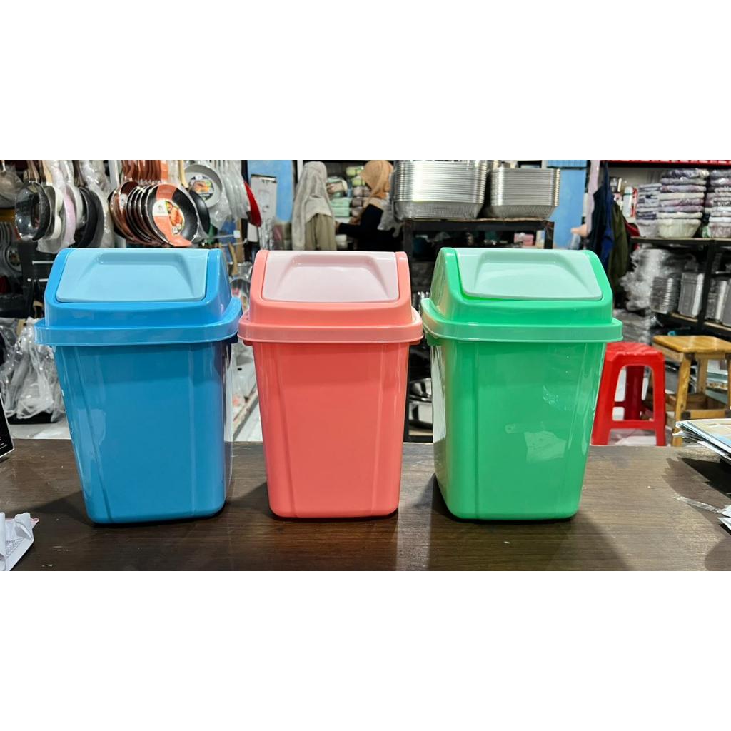Tempat Sampah 5 Liter Warna Pastel / Mini Dustbin Tutup Swing / Tempat Sampah Segi