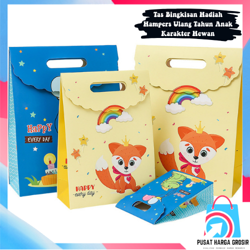 

PHG - Goodie Bag Karakter Animal Tas Bingkisan Hadiah Hampers Ulang Tahun Anak Karkater Hewan Souvenir Kantong Tentengan Bingkisan Paper Bag Tas Hampers Snack Ulang Tahun