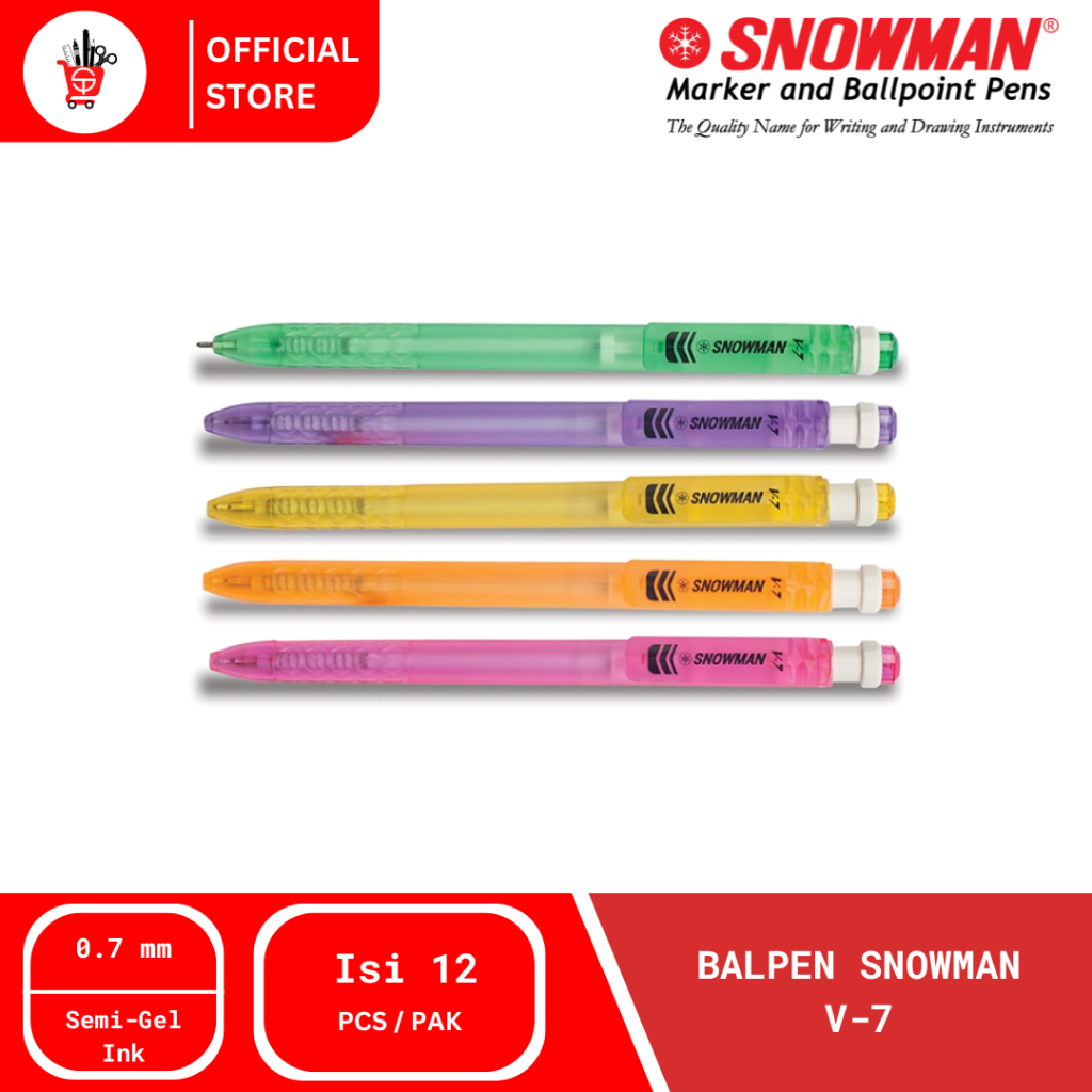 

Ball Pen | Pulpen | Balpen Snowman V-7 / (12 PCS)