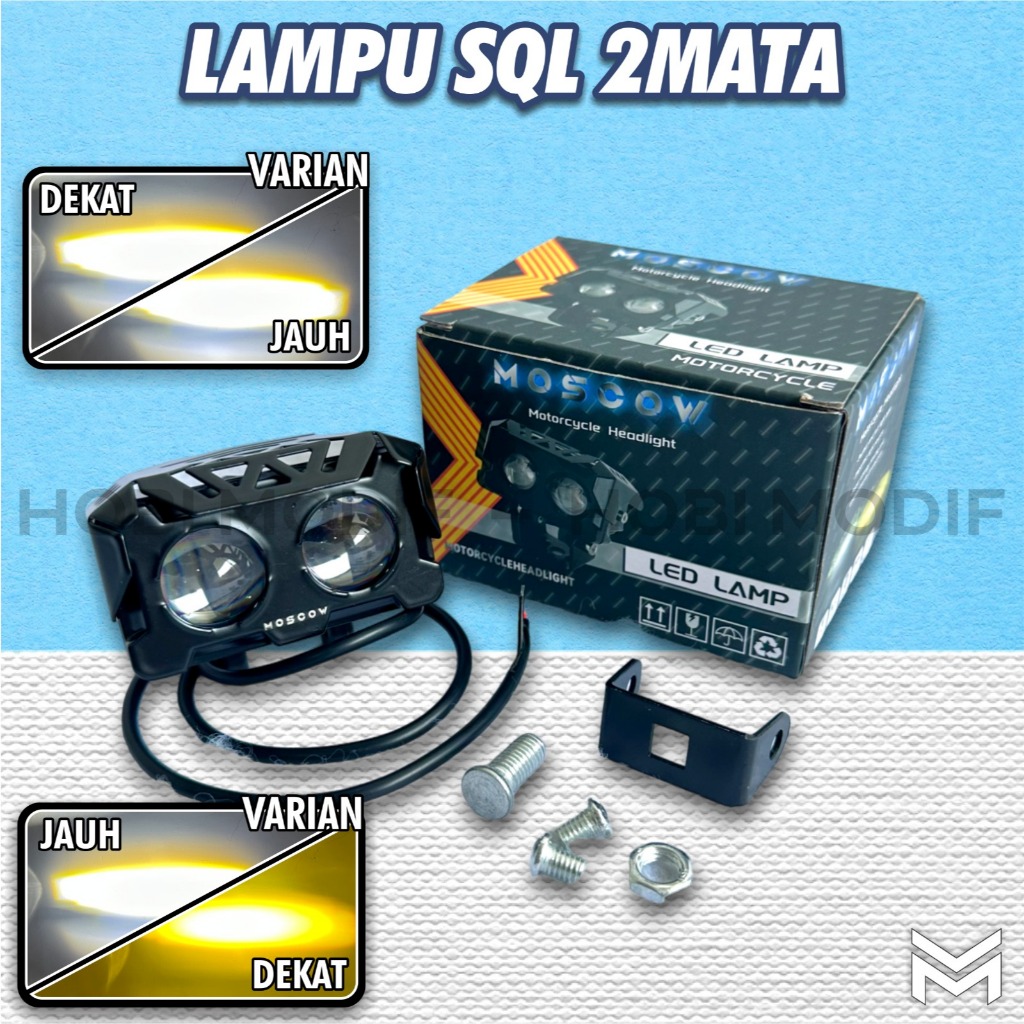 FOGLAMP LASER SQL 2 MATA / LAMPU TEMBAK LED LASER SQL 2 MATA 2 WARNA PUTIH KUNING SUPERBRIGHT HI LOO