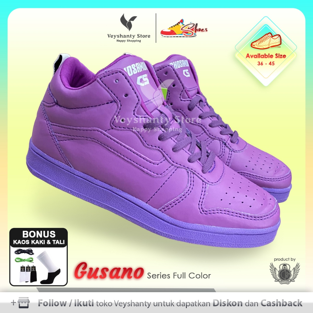 [VEYSHANTY] Sepatu Pria Wanita CS Gusano Premium Quality - Warna Full Ungu | Casual | Sport | Fashio