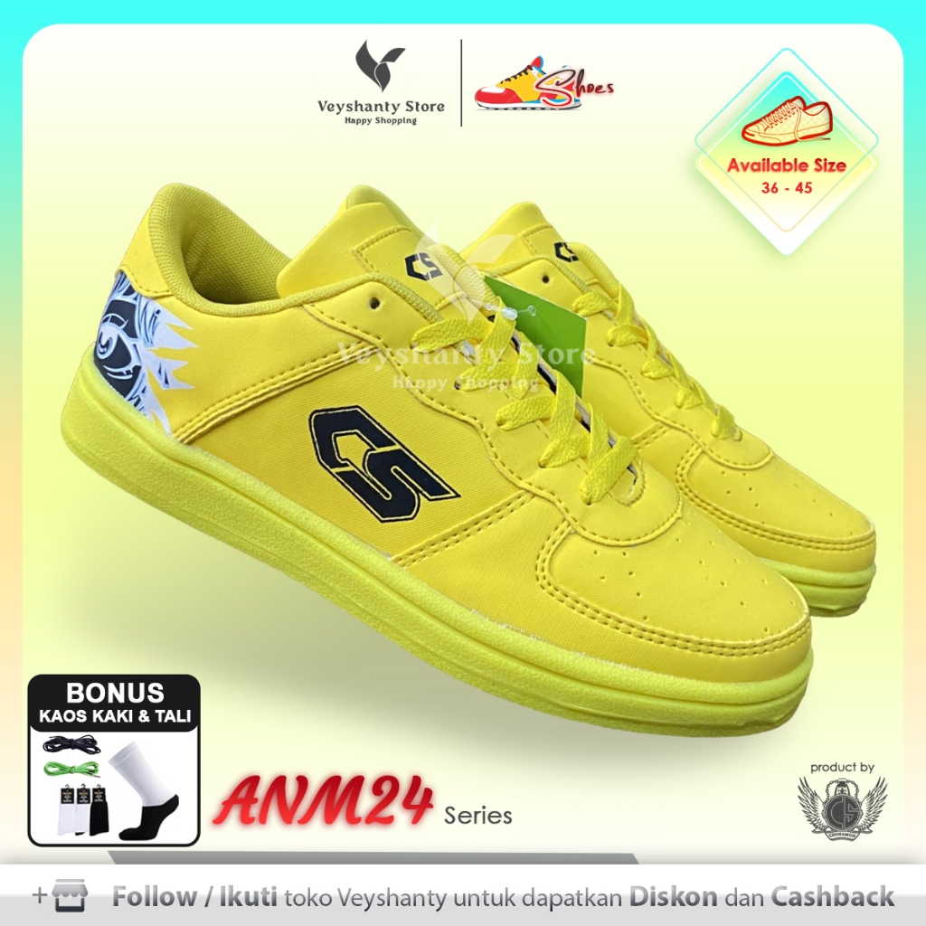 [VEYSHANTY] Sepatu Pria Wanita CS ANM24 Premium Quality - Warna Full Kuning | Casual | Sport | Fashi