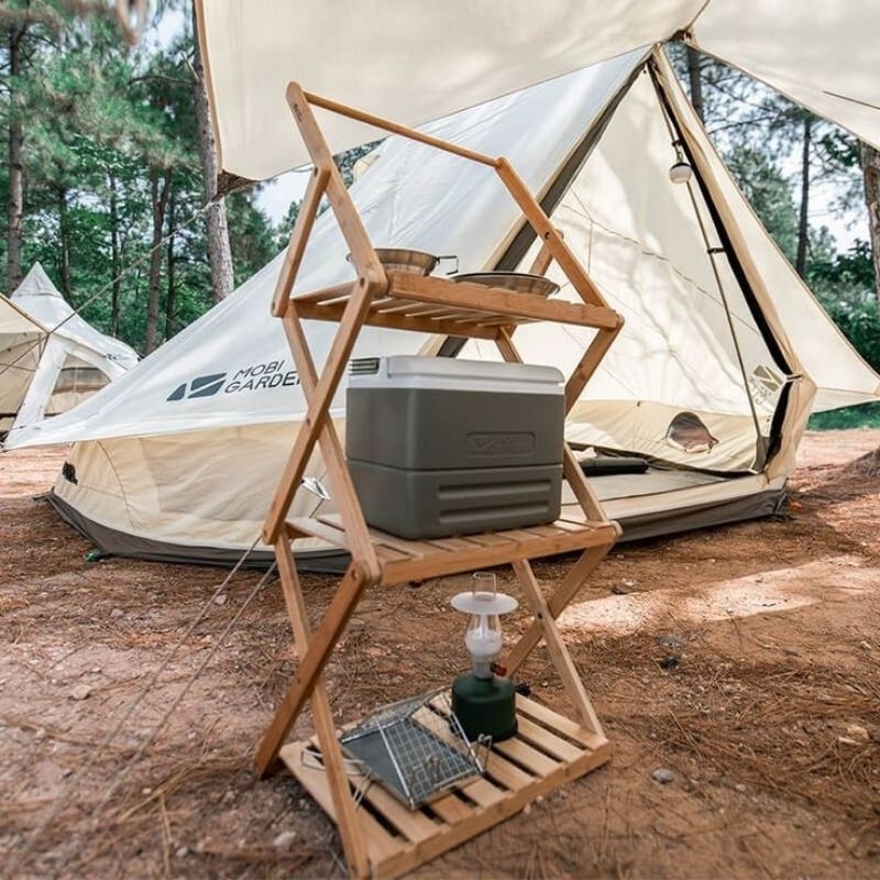 Rak lipat outdoor camping meja piknik Ruang Rak Lipat meja lipat kayu 3/4 susun lapisan portable rak