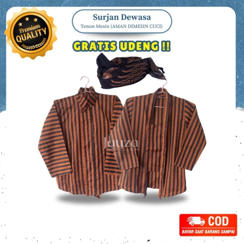 [PREMIUM DEWASA BONUS UDENG BLANGKON] Baju Surjan Lurik Jawa  GARIS LIMA Pria dan wanita |Baju Surja
