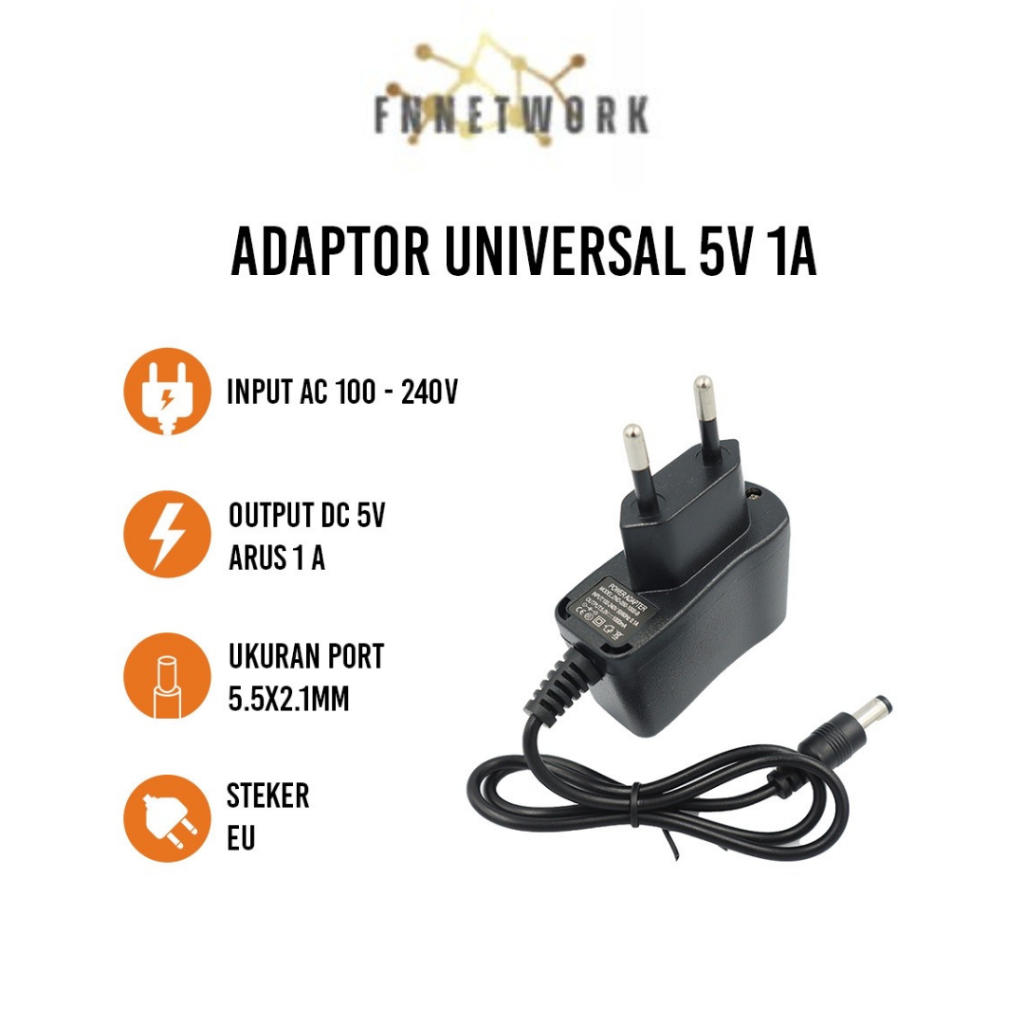 TAMBAHAN USB HUB 5 VOLT - 1 AMPERE / 5V-1A ADAPTOR UNTUK POWER