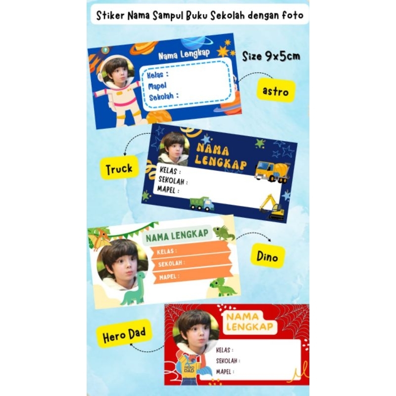 

Stiker Nama Sampul Buku Mata Pelajaran Karakter Cowok isi 30pcs