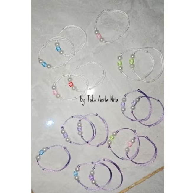 Gelang Serut Inisial Huruf/Gelang Inisial/Gelang Huruf/Gelang Tali Inisial Korea