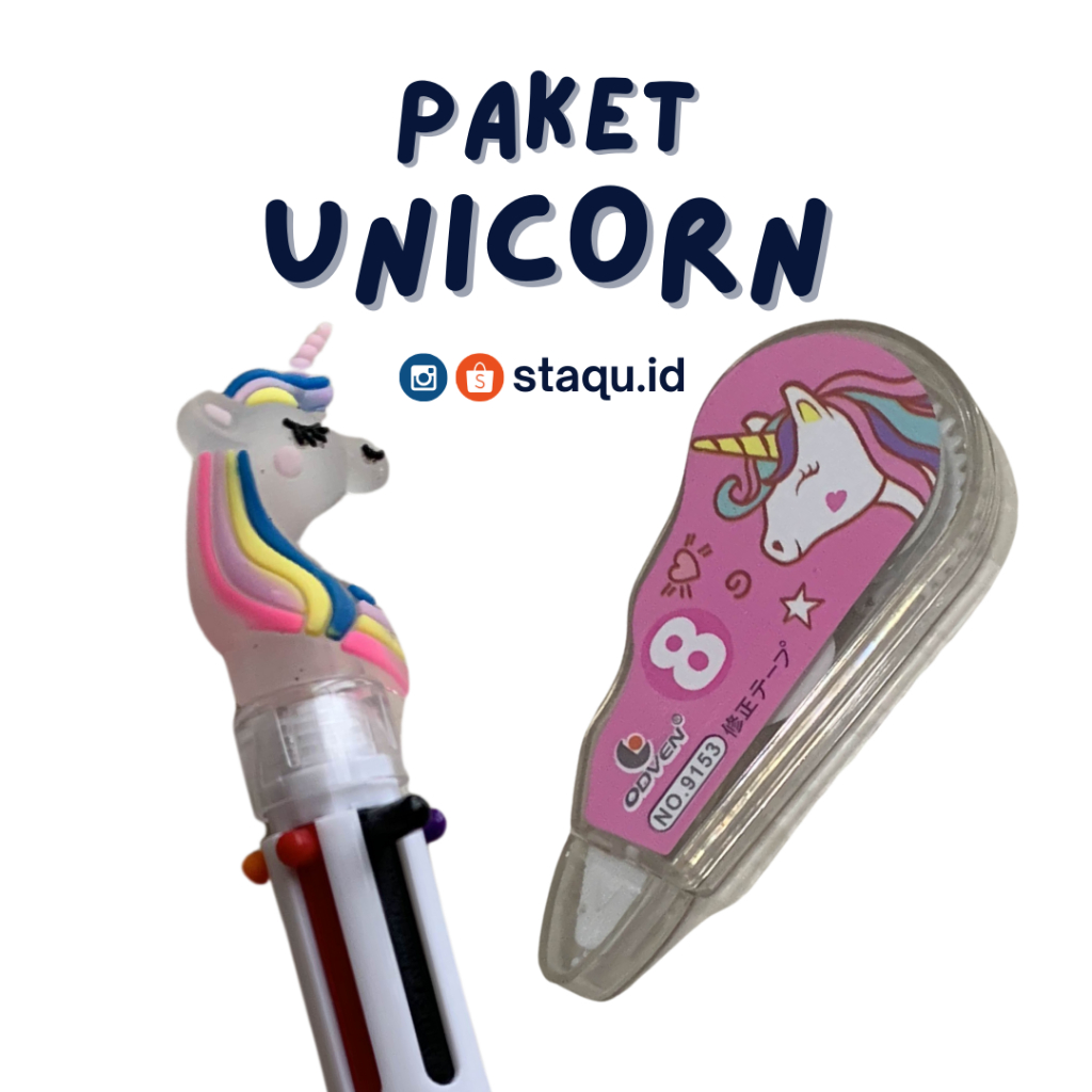 

staqu.id (PAKET) UNICORN SET STIPO KERTAS + BOLPOIN 6 WARNA WARNI