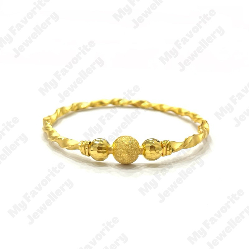 Gelang Bangle Lilit Bola Pasir EMAS ASLI Kadar700 16K