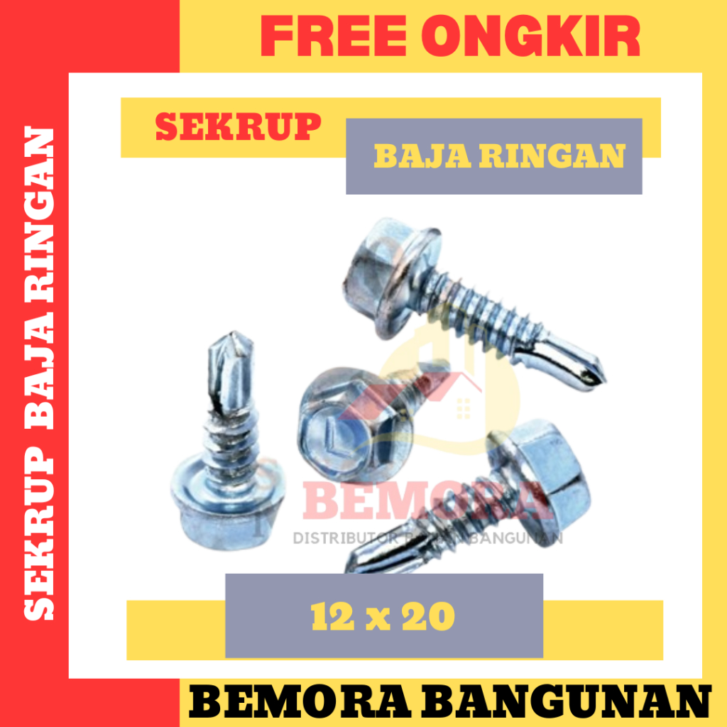 Sekrup / Skrup Baja Ringan Putih 12 x 20