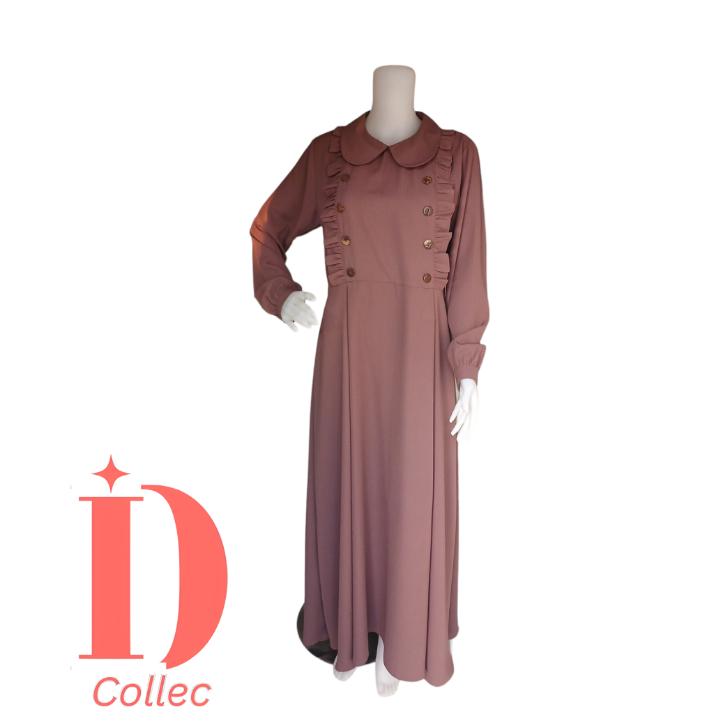 ID dress kancing depan dress muslimah gamis kondangan polos