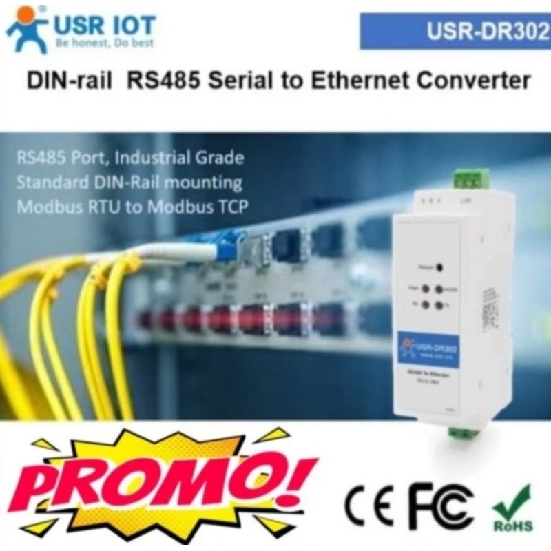 DIN RAIL RS485 TO Ethernet Converter Modbus Gateway USR-DR302