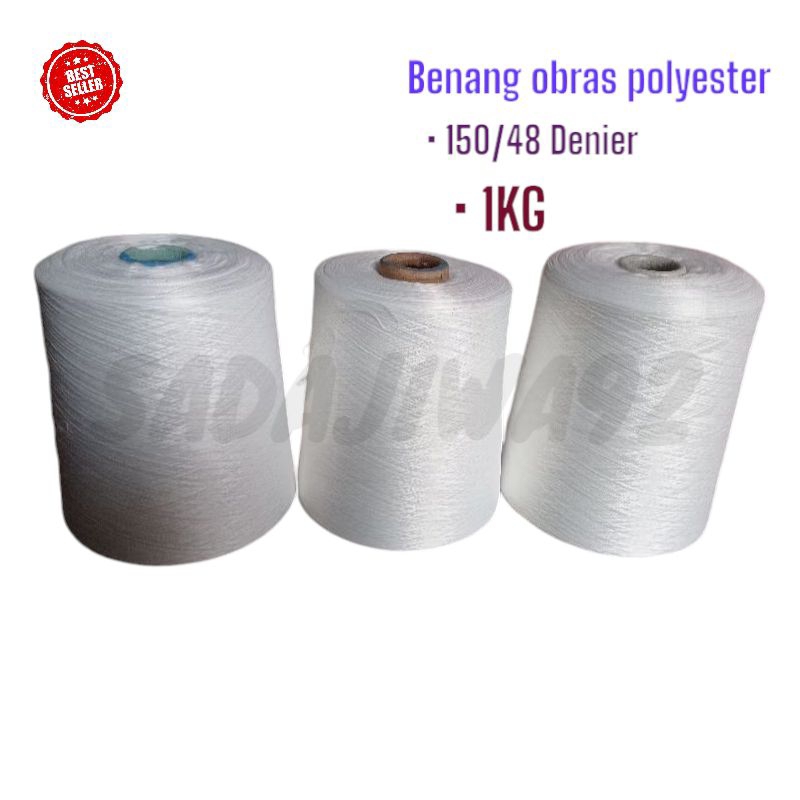 BENANG OBRAS POLYESTER 1KG PUTIH | BENANG POLYESTER 150/48 | POLYESTER