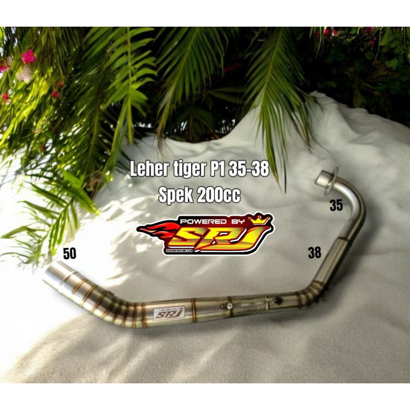 leher pipa header knalpot srj racing 354 PNP tiger 200cc P1 35 38 mm inlet 50mm d50 dm50 diameter 50