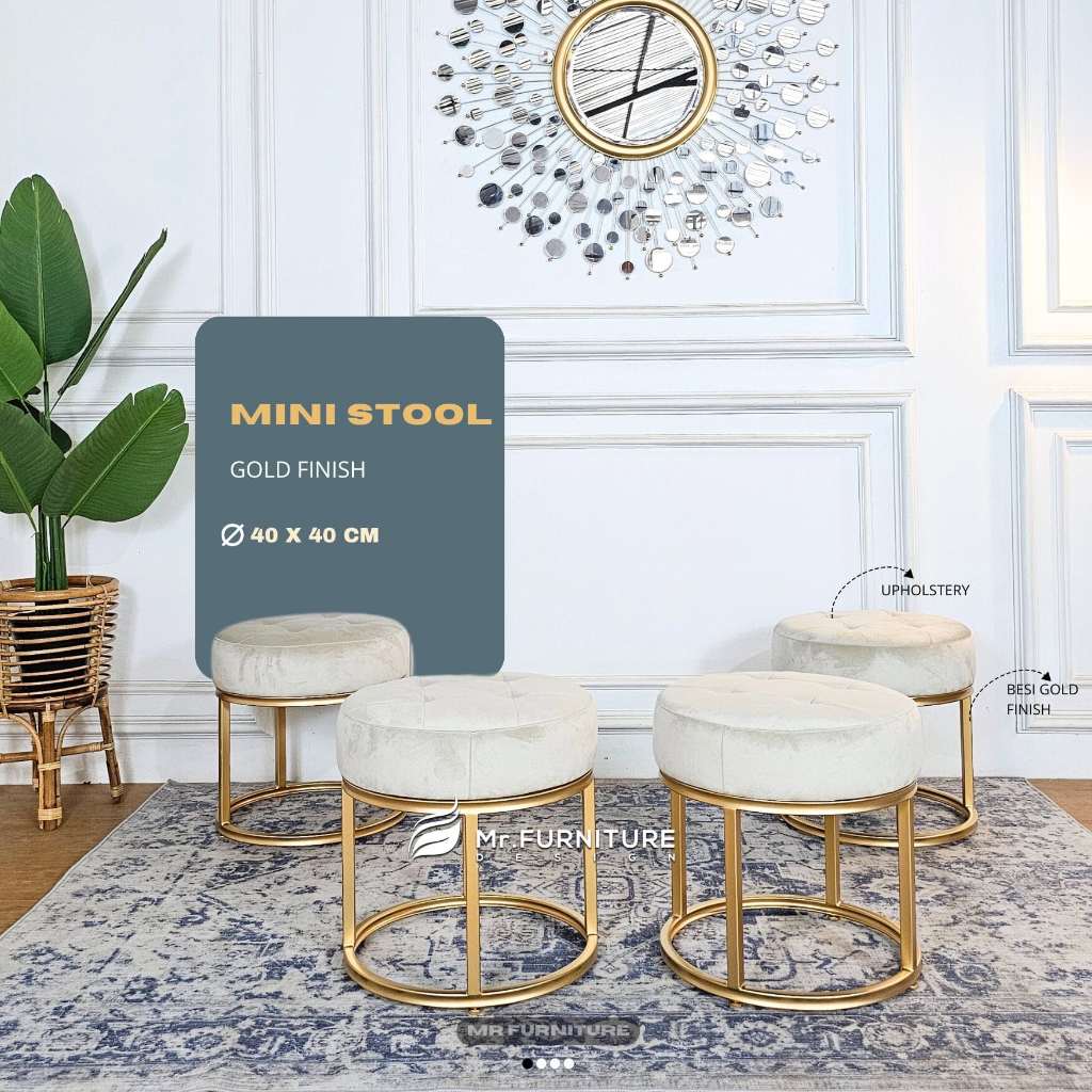 mini stool mrfurniture, stool bulat kaki besi