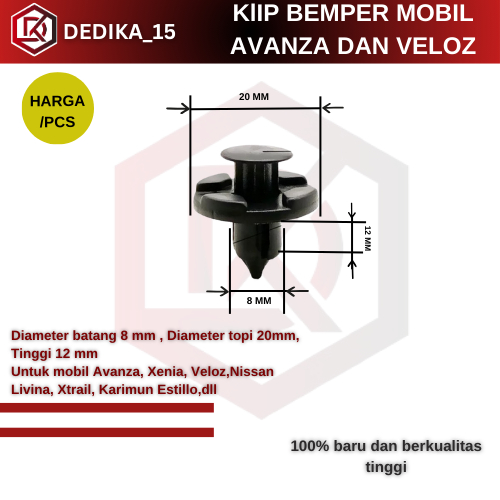 Klip Kancingan Baut untuk bemper mobil AVANZA dan VELOZ