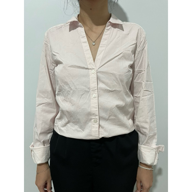 Kemeja Putih Pink Garis H*M