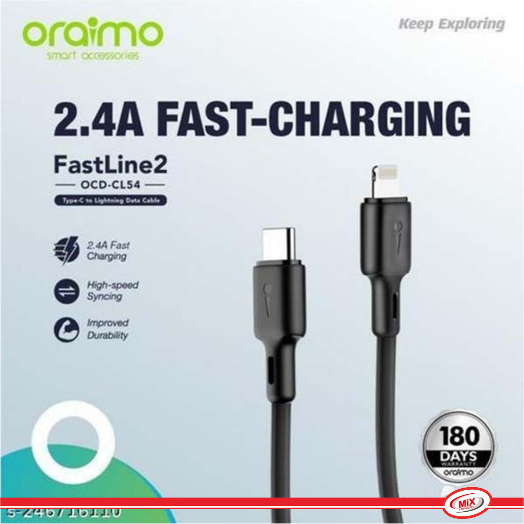 KABEL ORAIMO OCD-CL54 FASTLINE 2 TYPE-C TO LIGHTNING IPHONE 2.4A 1M