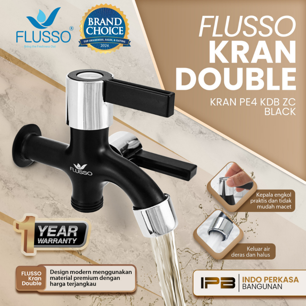 NEW FLUSSO KRAN DOUBLE SHOWER KRAN DOUBLE STAINLESS FLUSSO BLACK KRAN PE4 KDB ZC BLACK 854