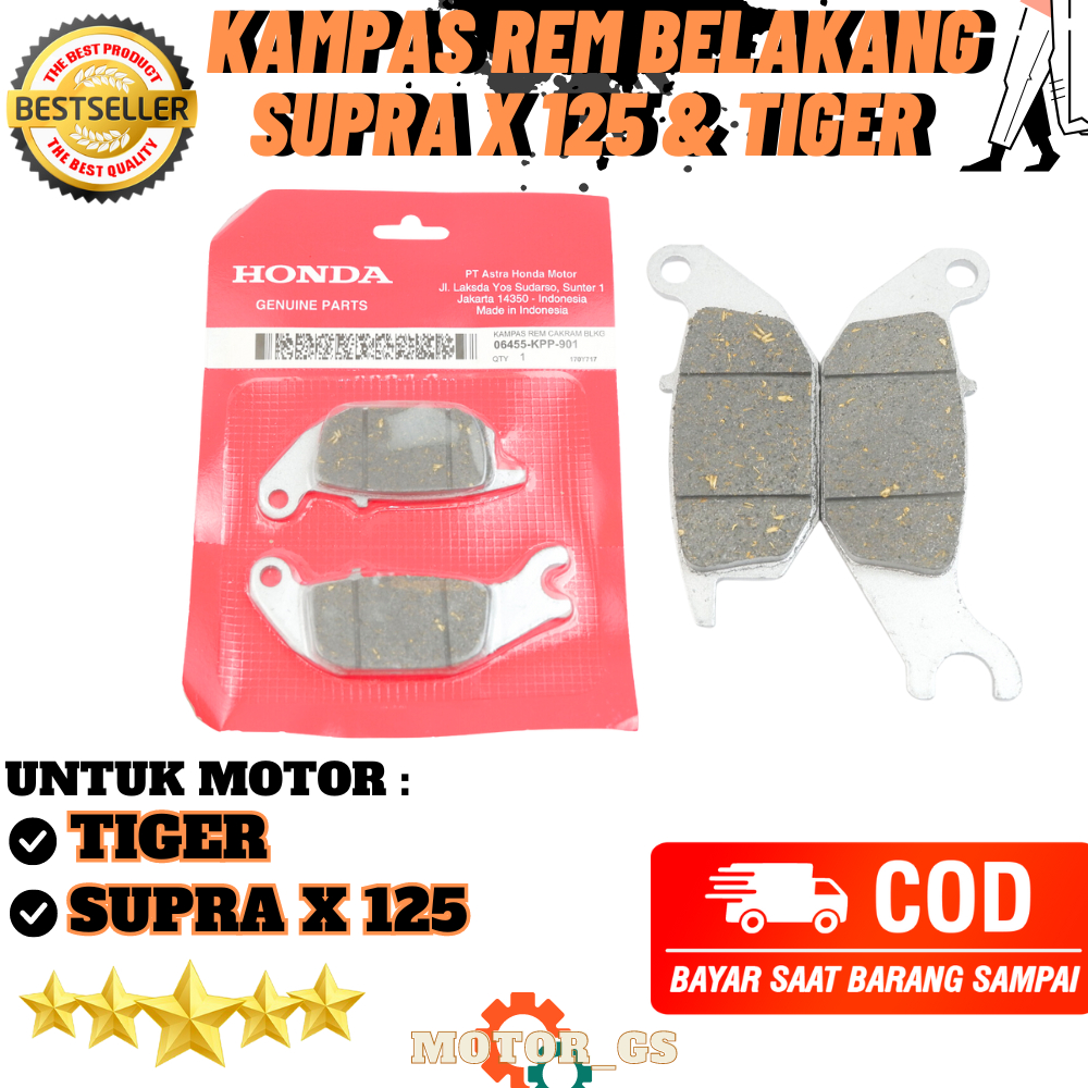 Kampas Rem Belakang Honda Supra X 125 / Tiger / Kampas Rem Motor Supra X 125 - 06455-KPP-901