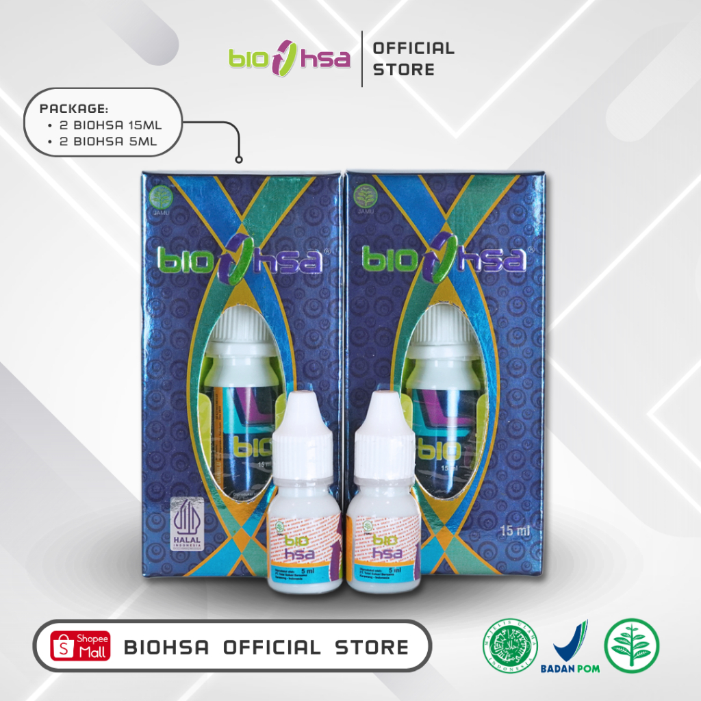BIO HSA Jamu Tetes Herbal [Paket 2 BioHSA 15ml + 2 Biohsa 5ml]